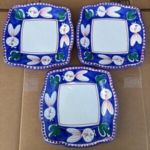 Vietri Solimene Campagna Square Fish Plate 10" Bundle Of 3